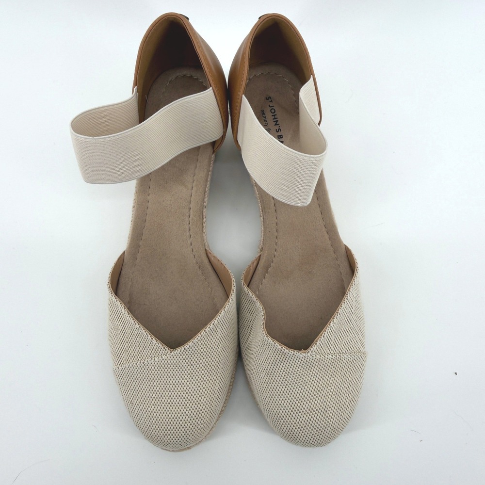 St. John's Bay Lamesa Espadrille Wedge 10M Beige Womens Summer Comfort Shoes